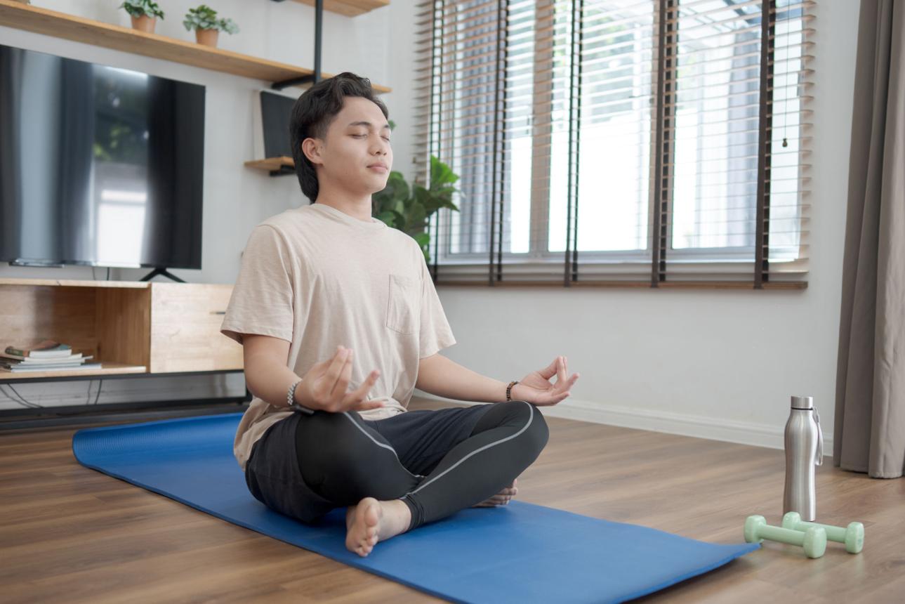 Calming yoga and breathwork practice at home