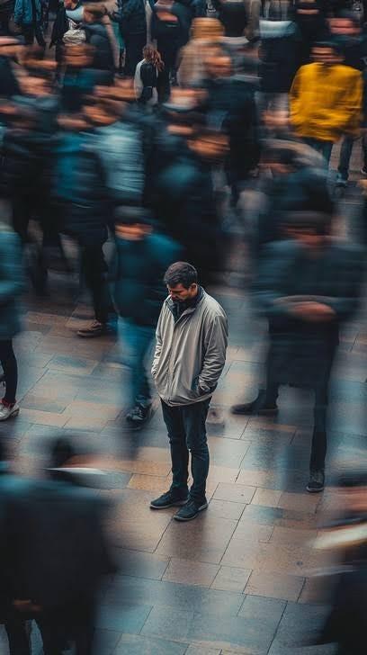 Calm person remaining steady in the middle of chaos